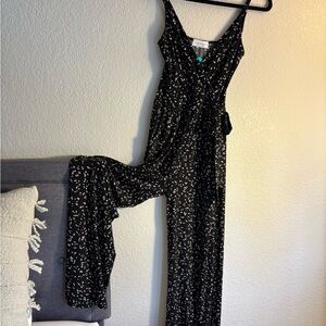 Kaileigh Black and White Speckled Jumpsuit